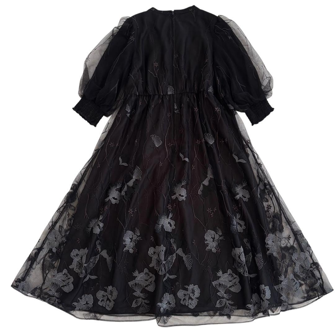 カラルス　刺繍レースワンピースドレス　パーティドレス　ブラック　3Lサイズ