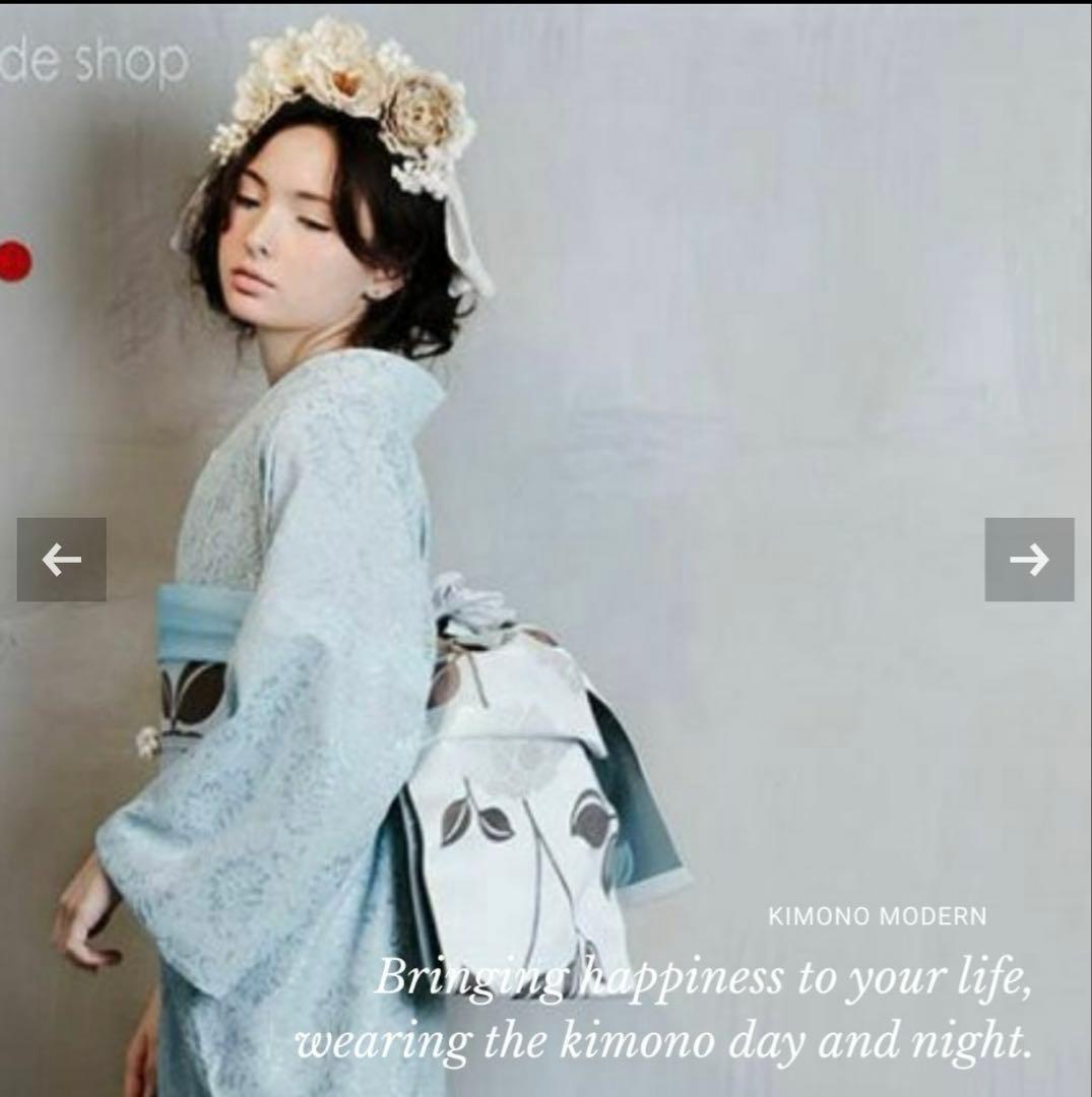 限定SALE！未使用★＜大人の兵児帯＞正絹兵児帯　博多織 大輪の花　キモノモダン