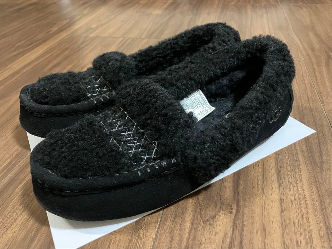 【1度のみ着用】Ansley UGG Braid モカシン 黒 24㎝ USA7