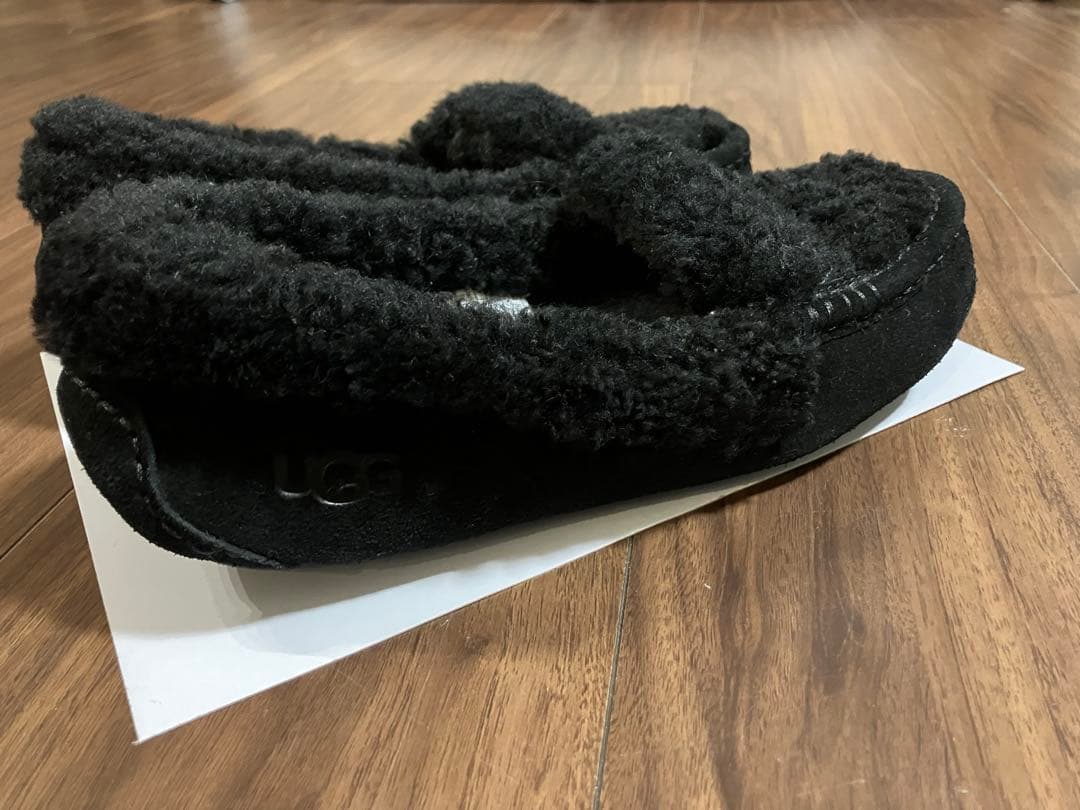 【1度のみ着用】Ansley UGG Braid モカシン 黒 24㎝ USA7