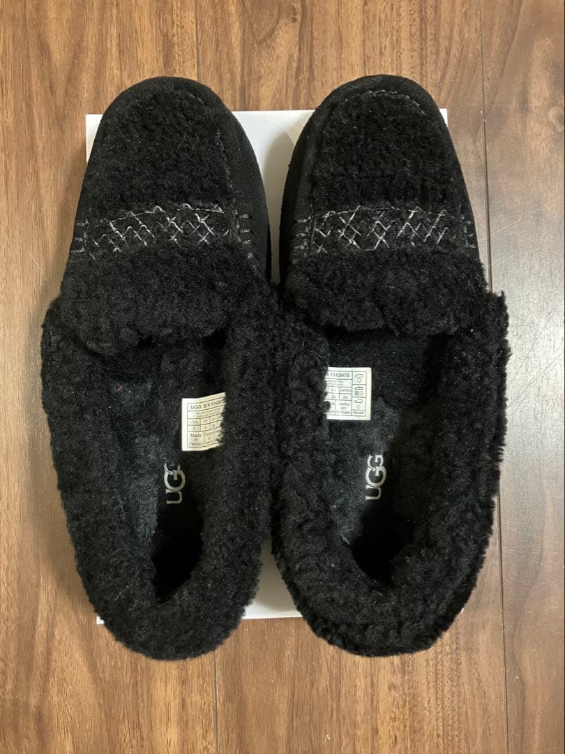 【1度のみ着用】Ansley UGG Braid モカシン 黒 24㎝ USA7