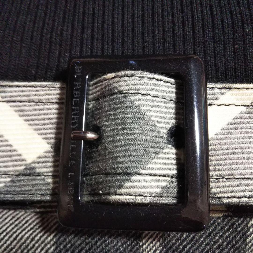 バーバリーブルーレーベル リブニットチェックスカートワンピース