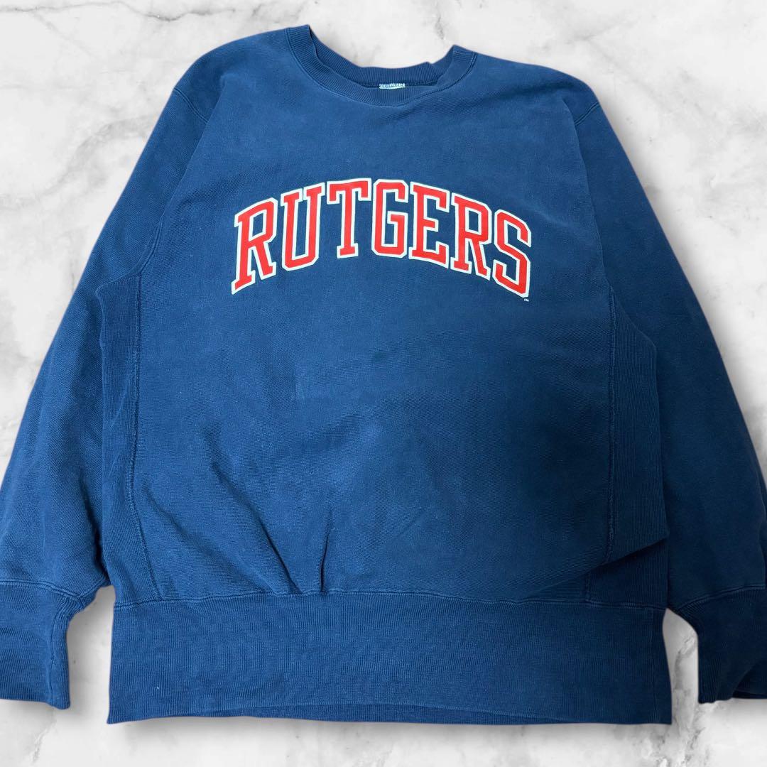 【90s.希少ネイビー】Champion RUTGERS リバースウェーブ