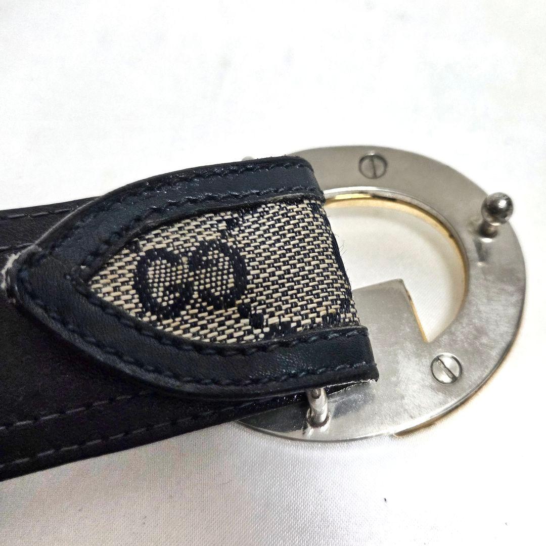 GUCCI オールド グッチ ヴィンテージ ベルト インターロッキング ネイビー