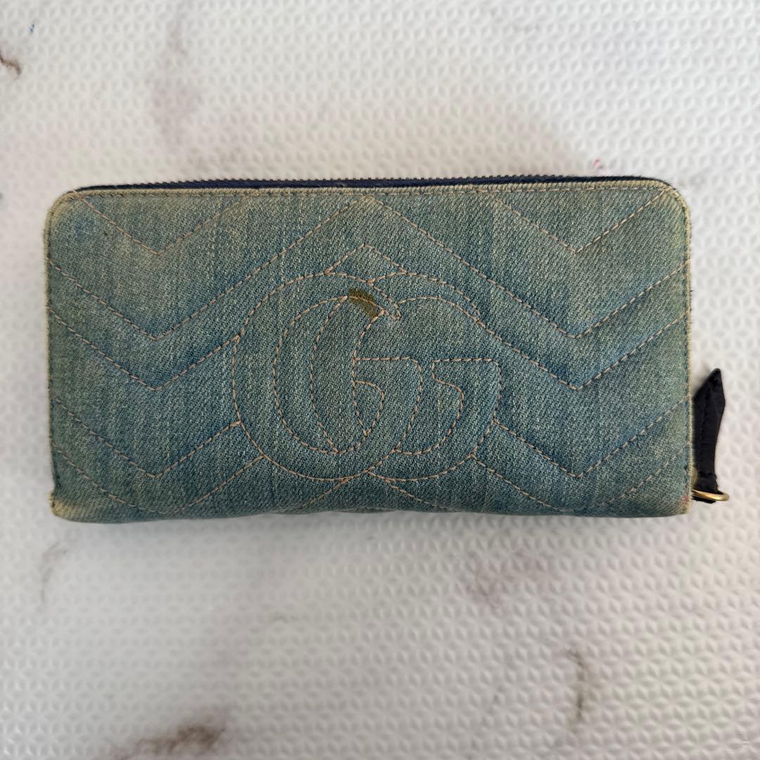 GUCCIデニムキルティング長財布