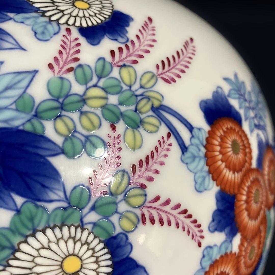 宮内庁御用達香蘭社花瓶「染錦花車」　高級花瓶