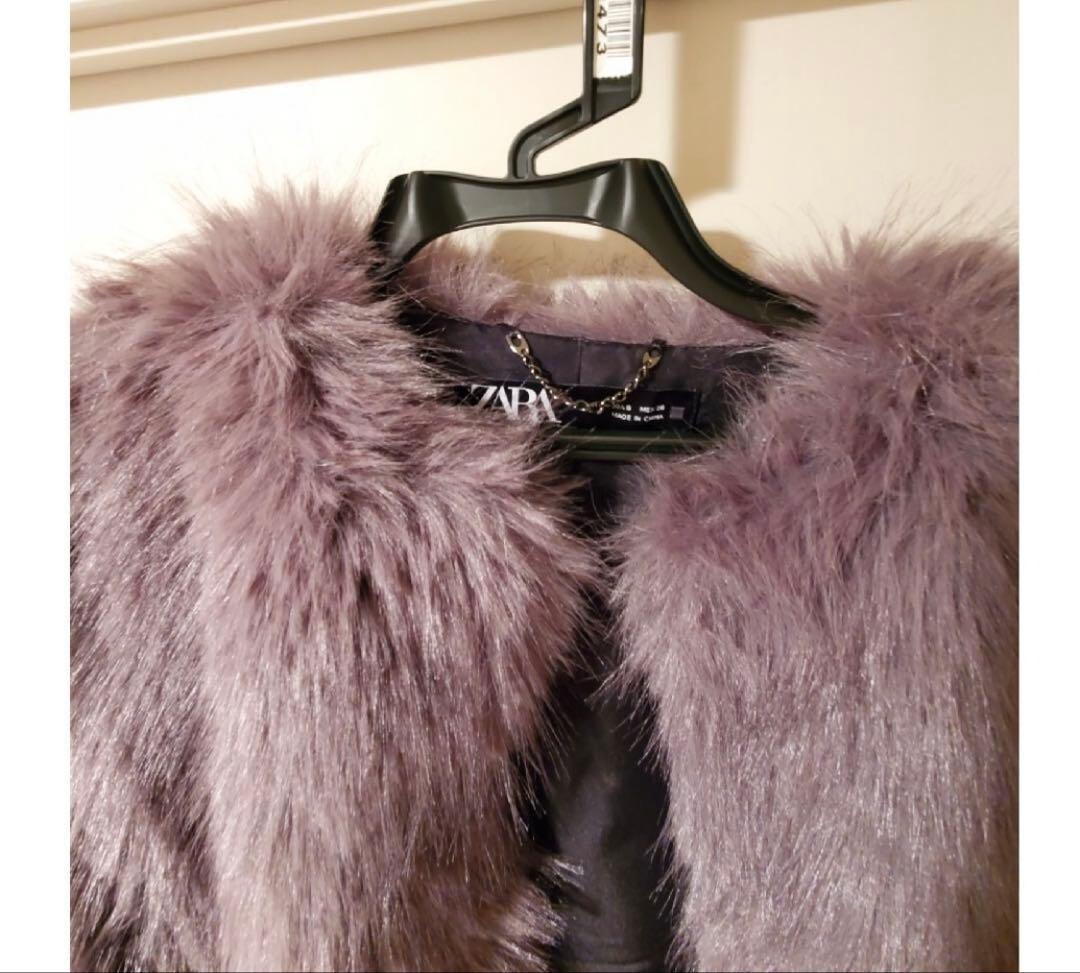 ZARA クロップドフェイクファージャケット S