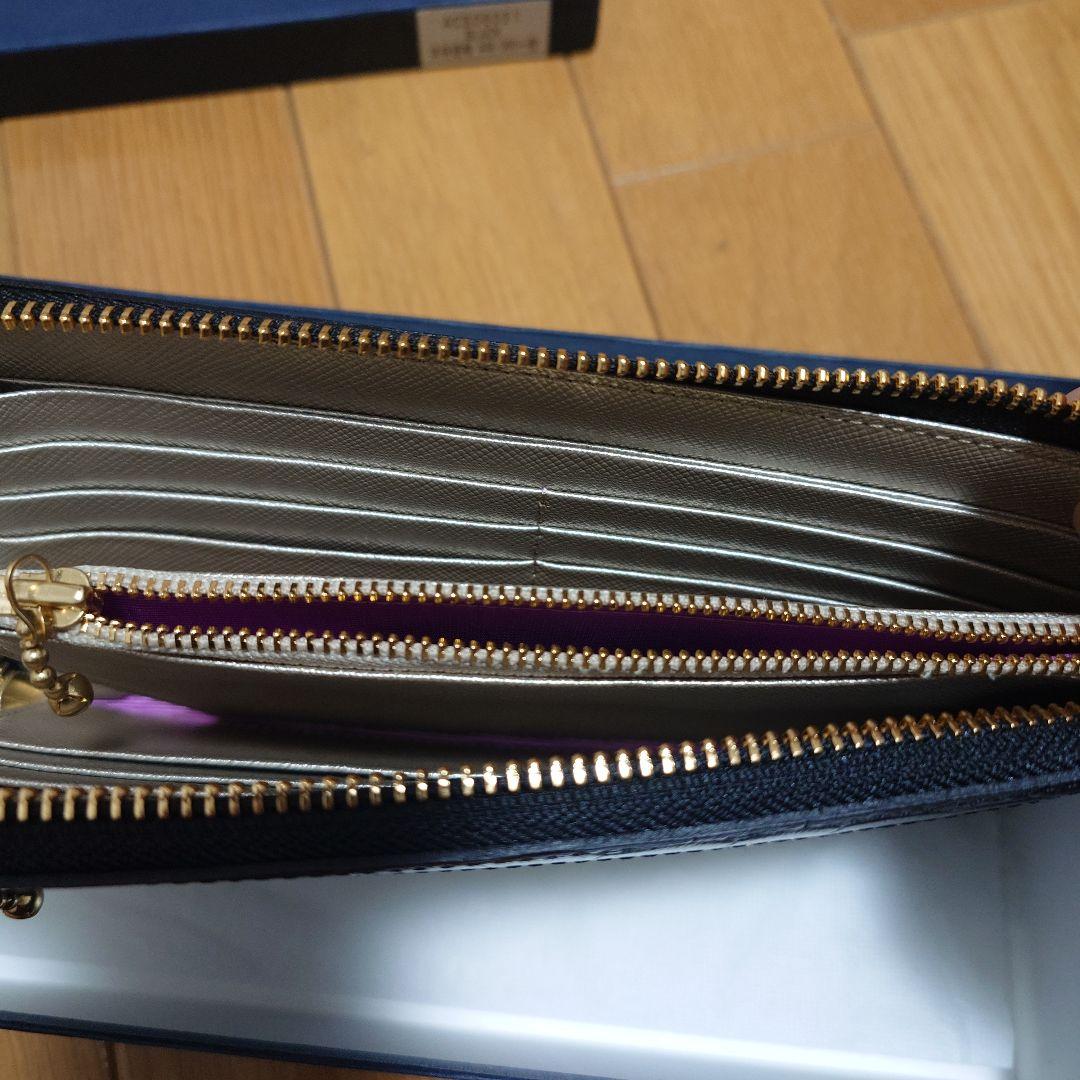 A.D.M.J. ブラックL字ファスナー長財布 クリスタル装飾