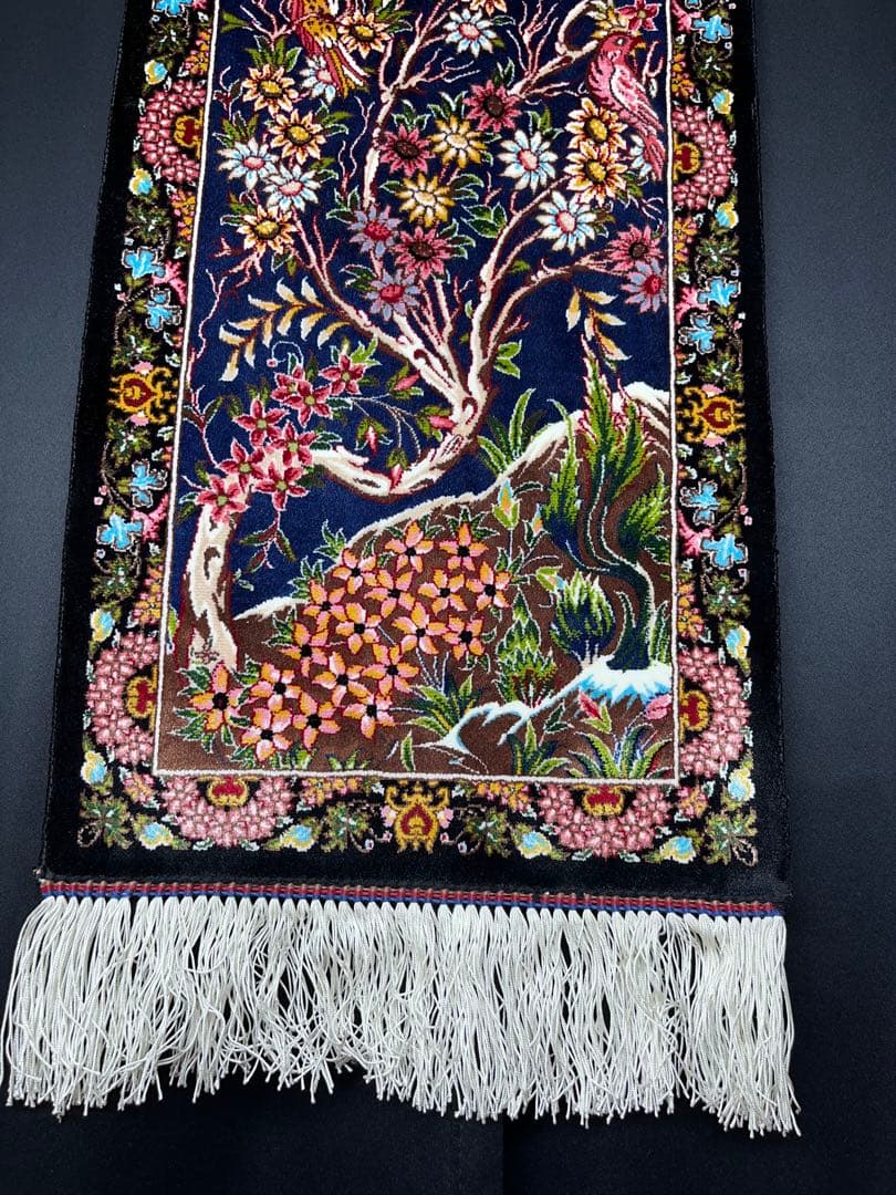 最高級 ペルシャ絨毯シルク イラン クム産 約61万ノット30×90cm