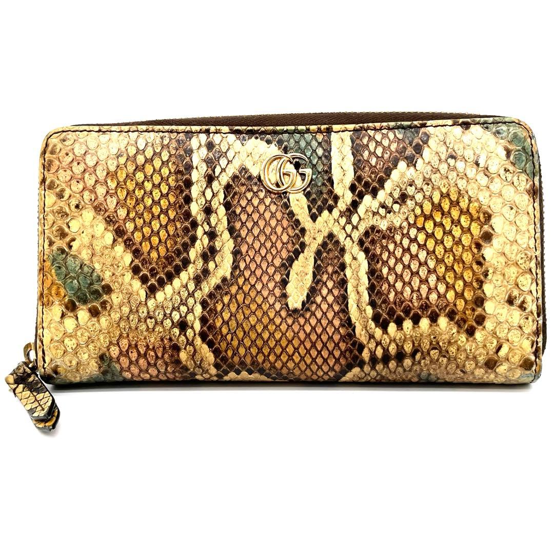 ★希少★グッチ GGマーモント パイソン ラウンドジップ 長財布 マルチカラー