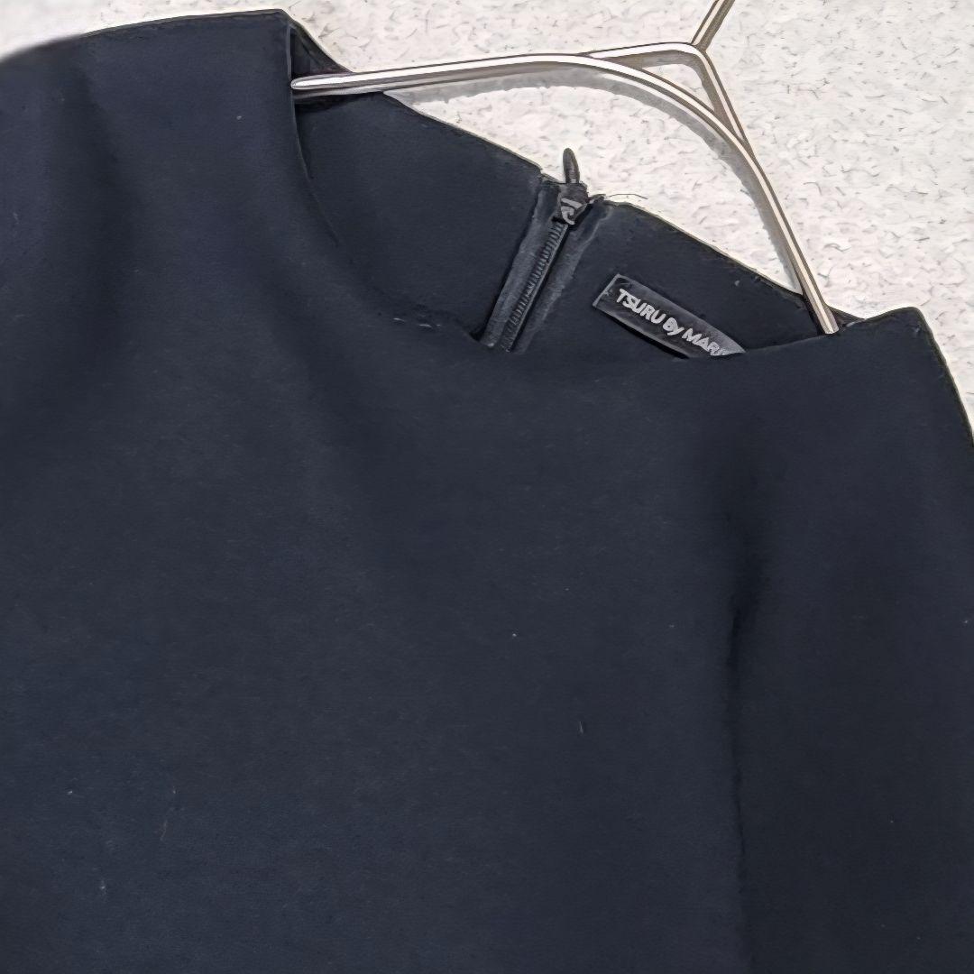 【美品】ツルバイマリコオイカワ 洗える ペプラムトップス キリル フリル 黒