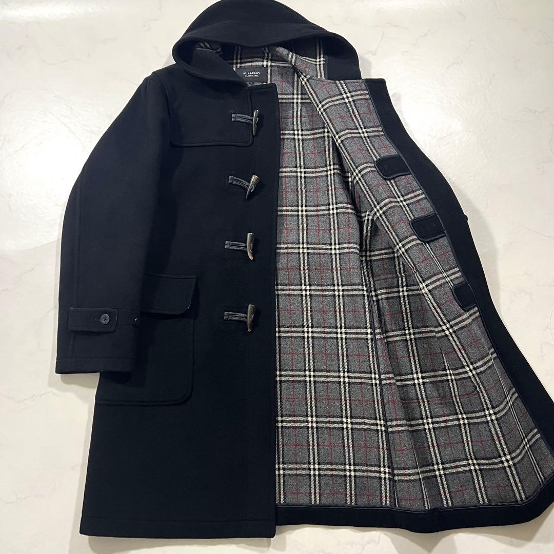バーバリーブラックレーベル ダッフルコート XLサイズ ブラック 黒 ウール