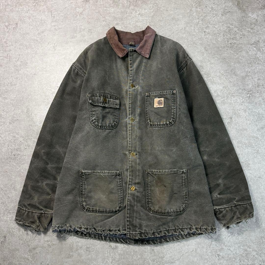 USA製■カーハート 【L】00sチョアコート モスグリーン フェード 雰囲気◎