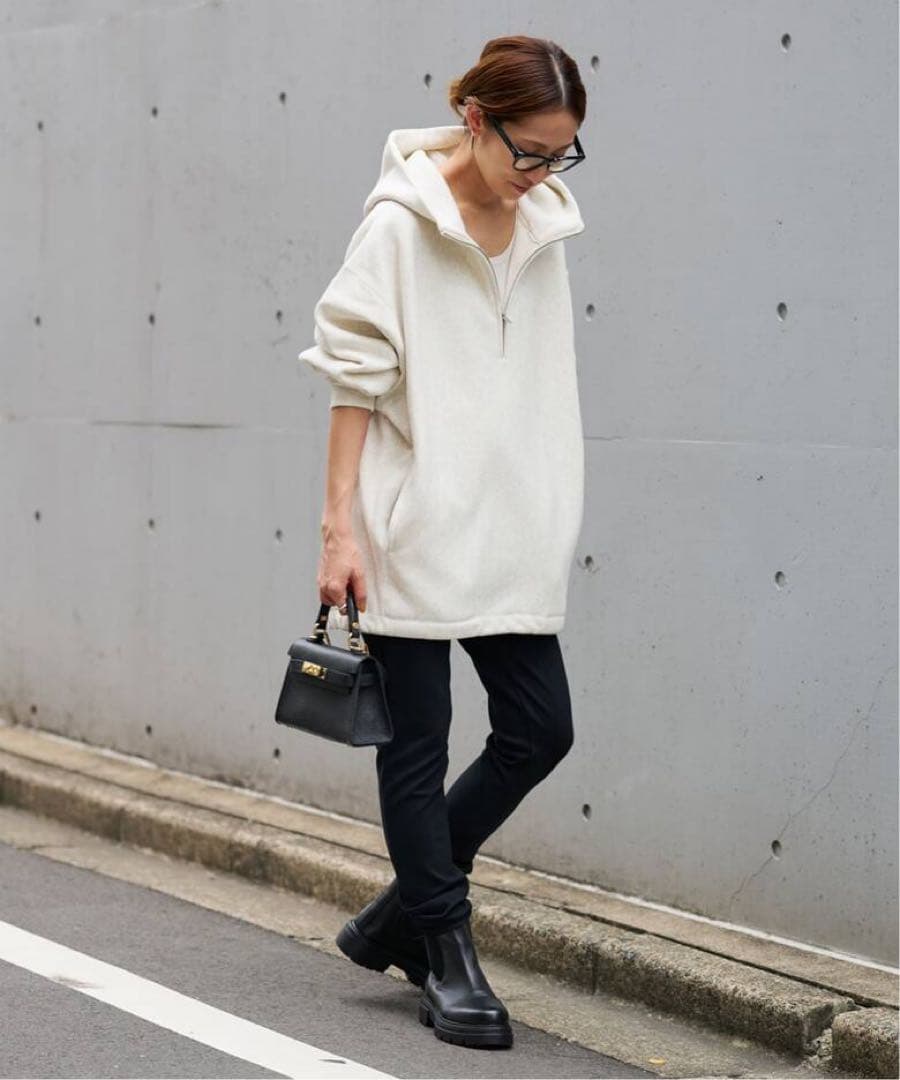 FRAMeWORK Champion 別注フードハーフジップドロストプルオーバー