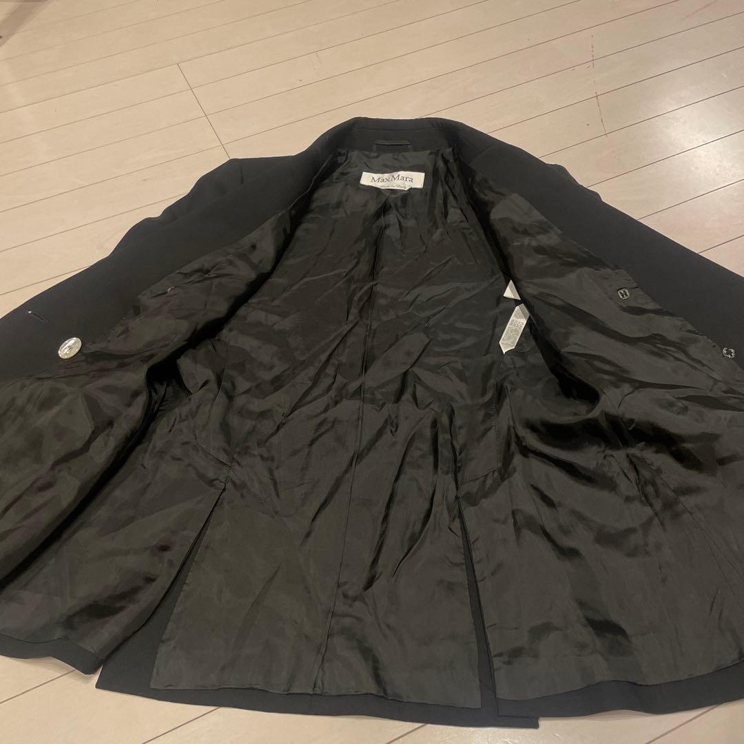 美品❤️Max Mara ダブルブレスト テーラードジャケット 黒　白タグ　L