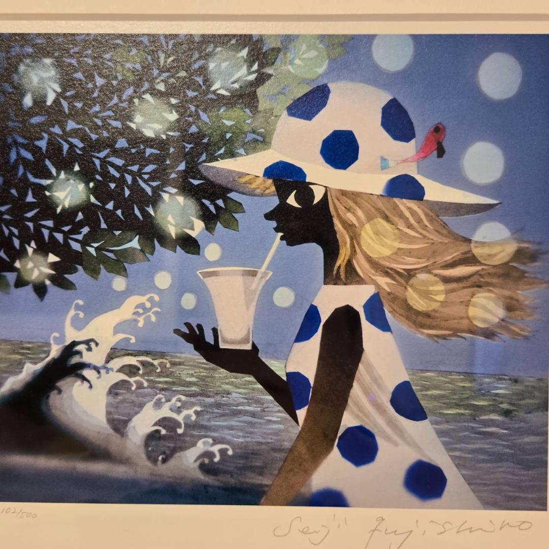 美品　藤城清治　カルピス　直筆サイン　レフグラフ　リトグラフ