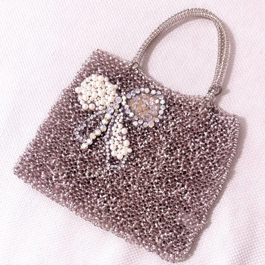【美品】アンテプリマ　ワイヤーバッグ　リボンビジュー