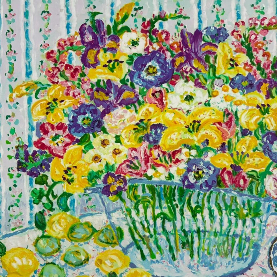 レスリー・セイヤー「ハッピー・リリーズ」シルクスクリーン 直筆サイン入 額縁入り