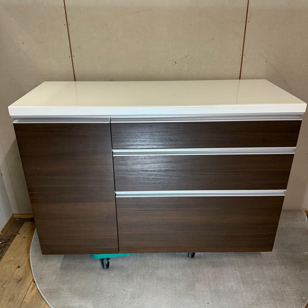 【721】ダークブラウン キッチンカウンター 4段引き出し