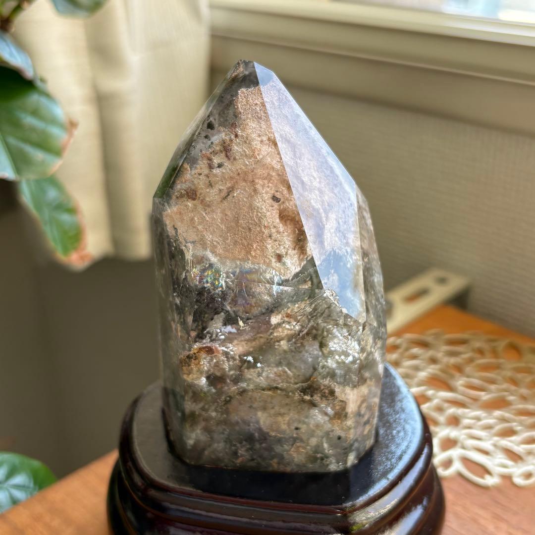 天然石 グリーン四季ガーデンクォーツ 原石置物522g