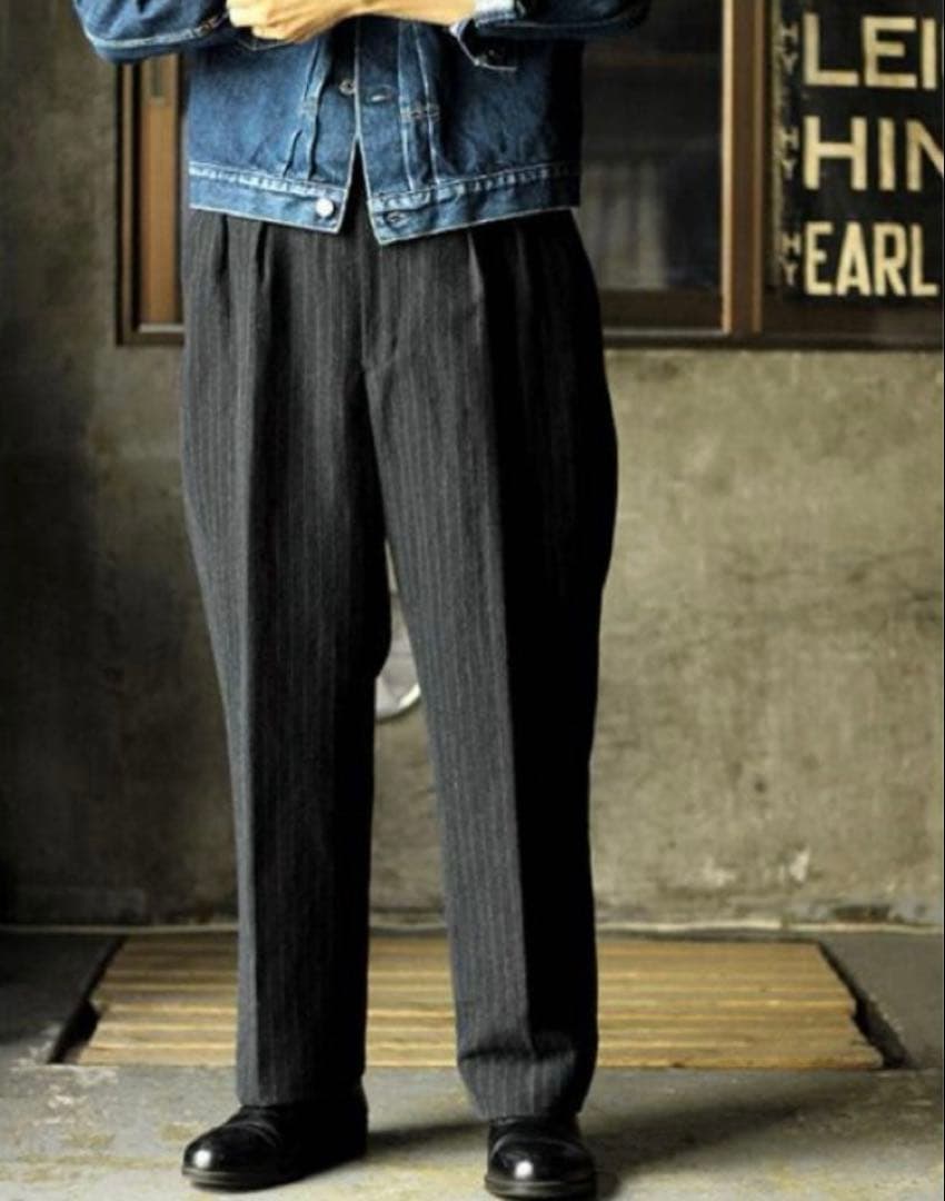 A.PRESSE Wide Tapered Trousers 3 ストライプ