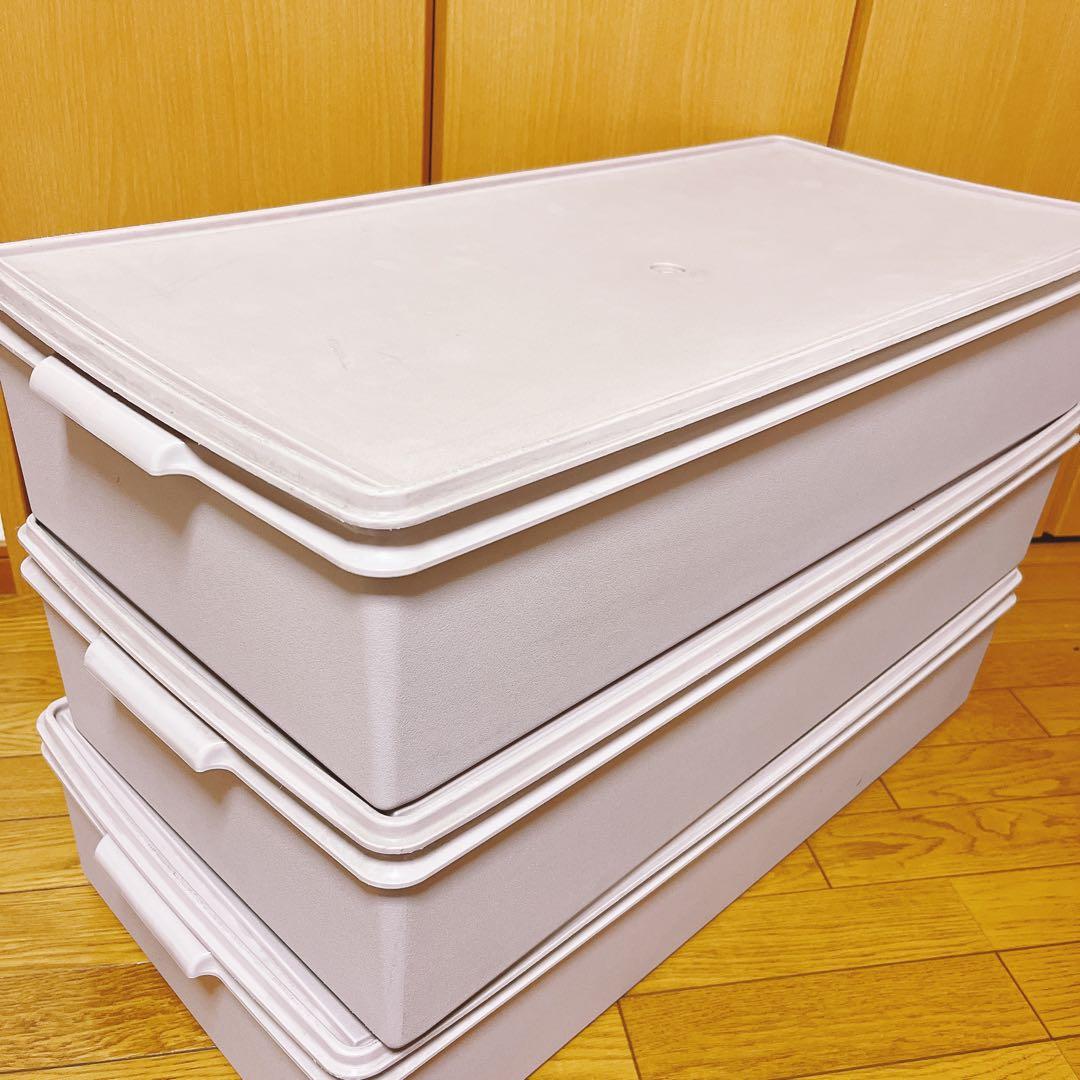★タッパーウェア ロングケース 衣装ケース ピンク3個 廃番品