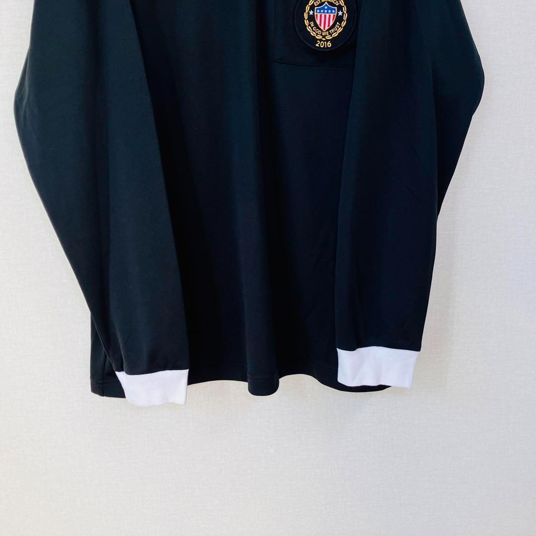 【美品】シュプリーム ラガーシャツ サイズL　16SS　 ブラック ビックロゴ