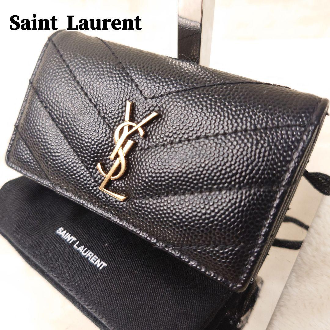 【極美品】サンローラン カサンドラ スリムキーケース 4連 YSLロゴ ブラック