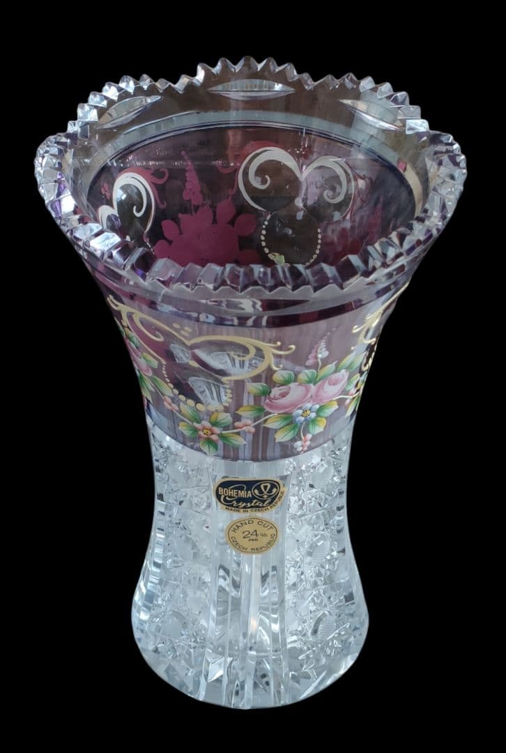 【Bohemia Crystal】ラスカ ボヘミアクリスタル 花瓶 未使用品