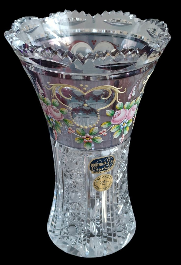 【Bohemia Crystal】ラスカ ボヘミアクリスタル 花瓶 未使用品