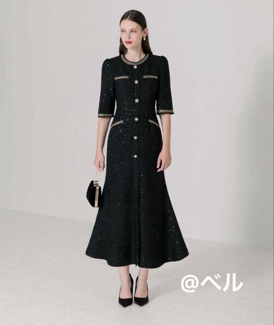 【Berry】Leja ラメツイード マーメイドドレス Sサイズ