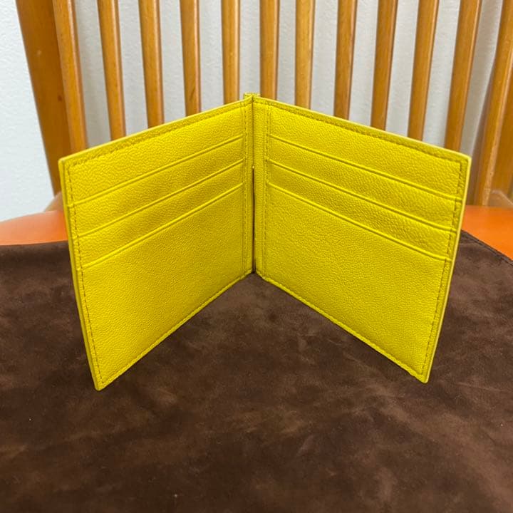 超希少 本革 マネークリップ イエロー プレゼント
