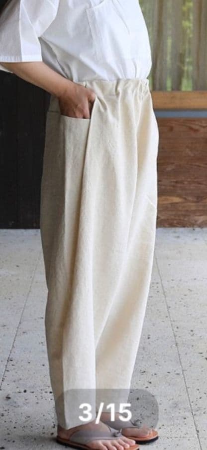 えみおわす ボンタンパンツ 白系 クリーム コーデュロイ