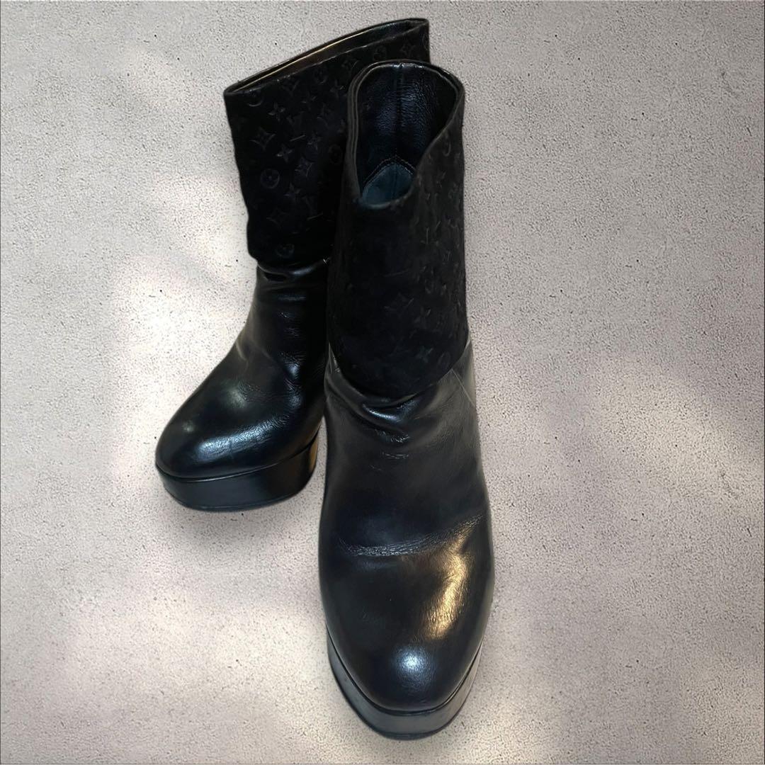 LOUIS VUITTON 24cmレザースエードブーティ37サイズ　付属品有