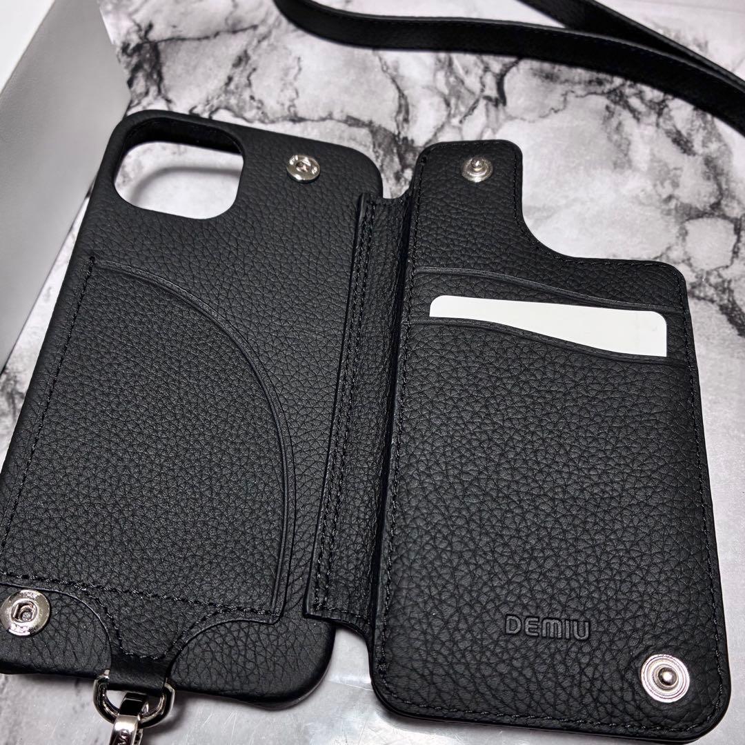 DEMIU スタッズ付き ブラック レザー iPhoneケース iPhone14