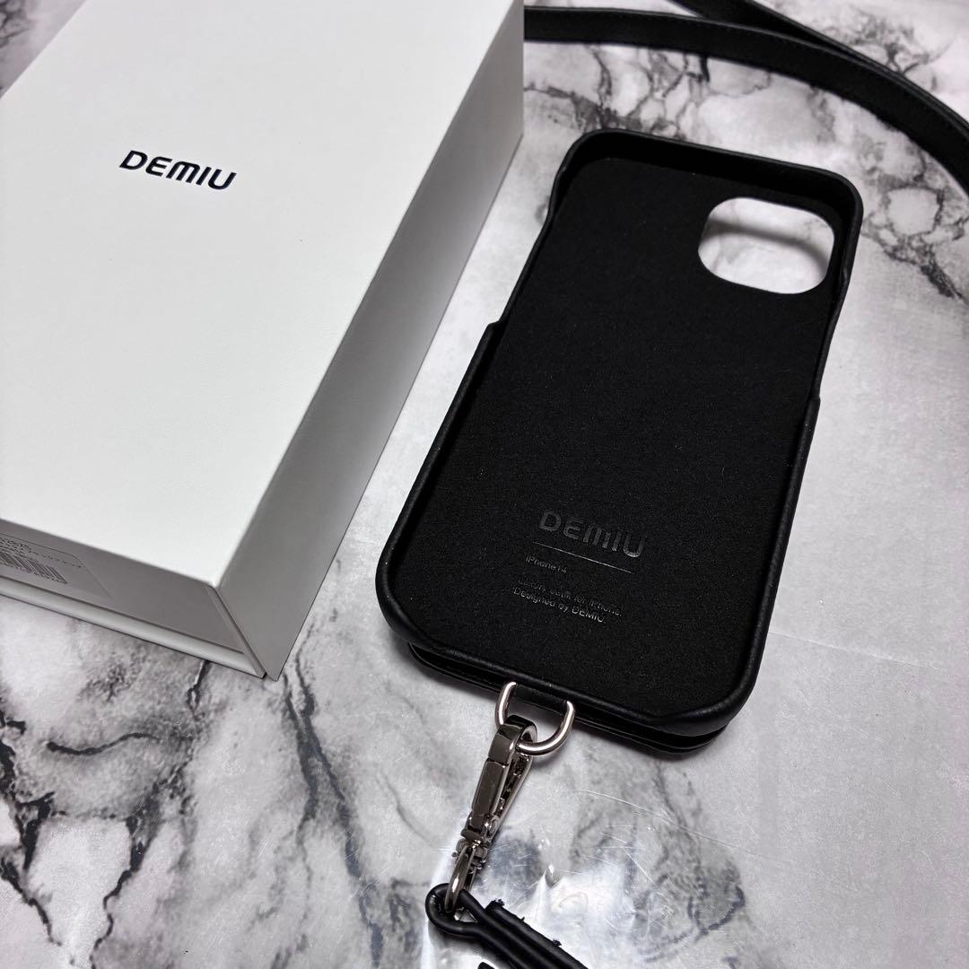 DEMIU スタッズ付き ブラック レザー iPhoneケース iPhone14