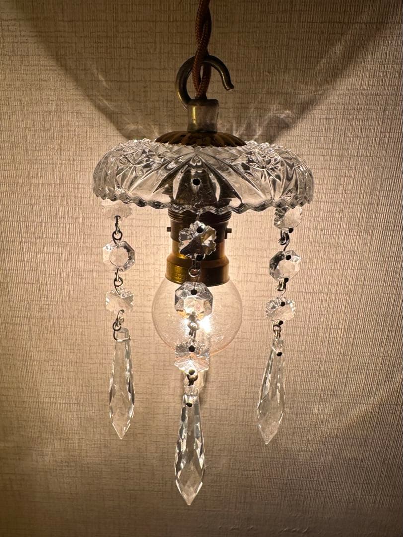 フランス アンティーク スノーフレークとアイシクルドロップの冬ミニシャンデリア＊