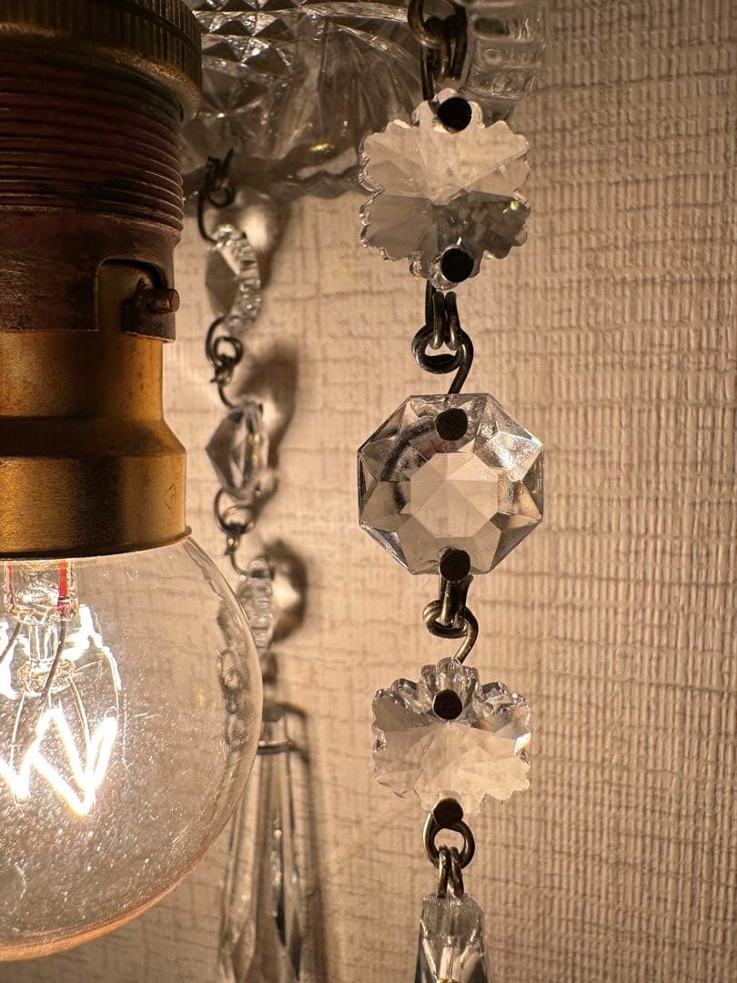 フランス アンティーク スノーフレークとアイシクルドロップの冬ミニシャンデリア＊