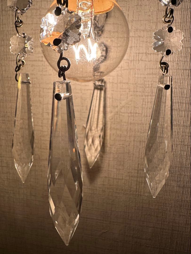 フランス アンティーク スノーフレークとアイシクルドロップの冬ミニシャンデリア＊