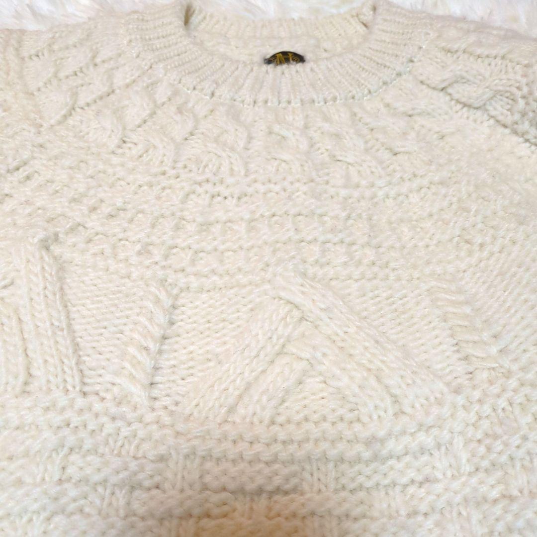 美品　BATONER SPREAD ARAN CREW NECK　ホワイト　1