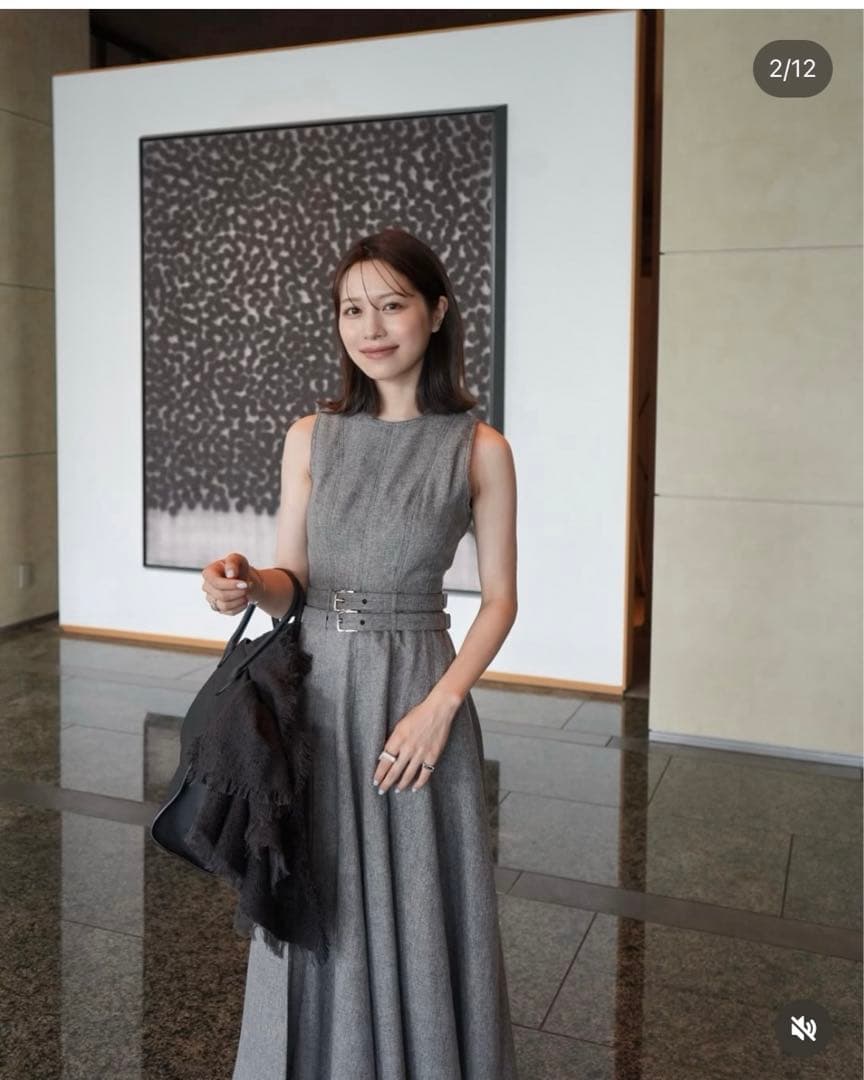 ワンピース laubeblanc double-belted melange dress