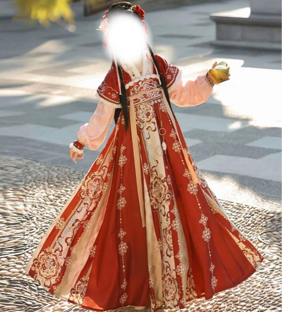 伝統的中国風コスプレ衣装 フリースコート付き漢服は新品 Lサイズ