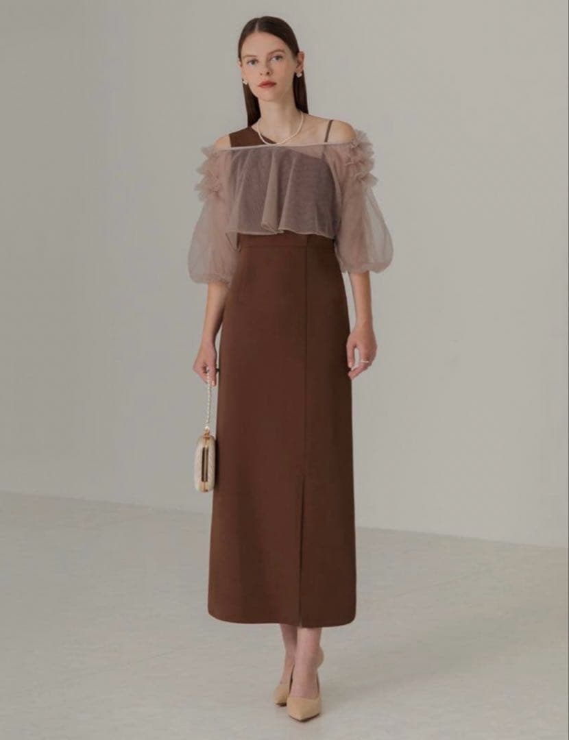 4WAYチュールフリルボレロアシンメトリードレス結婚式パーティー二次会デート