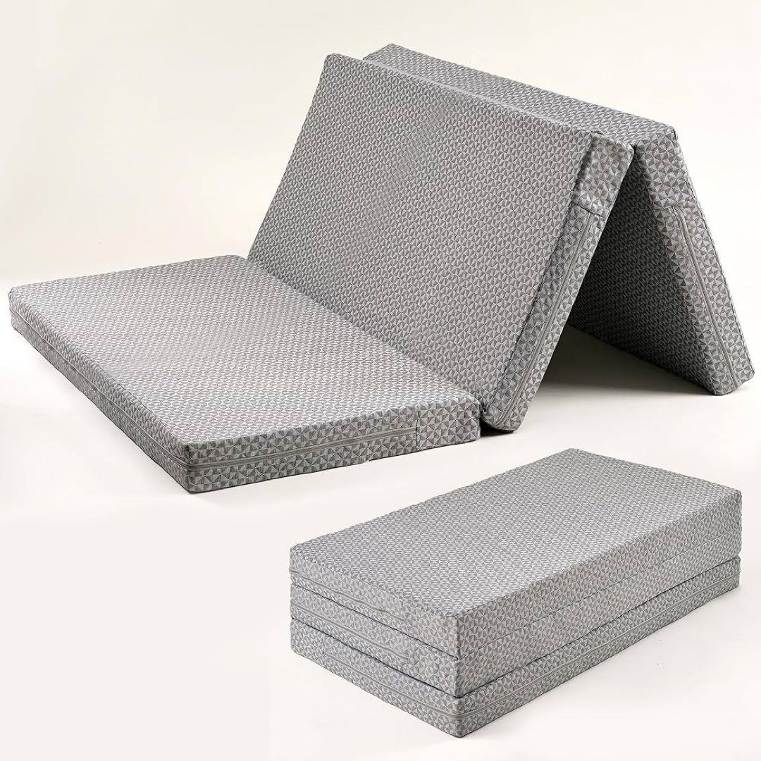 【大特価】マットレス 厚さ10cm ダブル140*195cm グレー 三つ折り