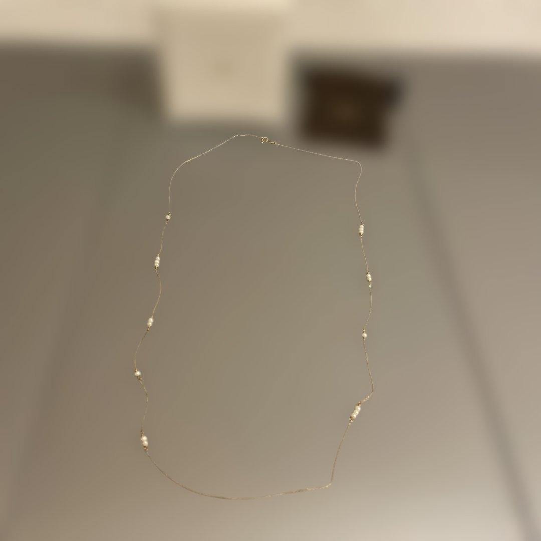 ◉ete ロングネックレス　イエローゴールド　10K淡水パール