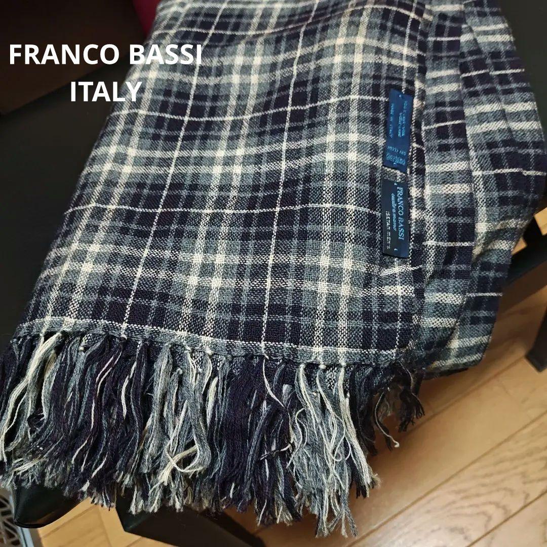 【美品】大判 FRANCO BASSI ITALY チェック柄 ウールストール