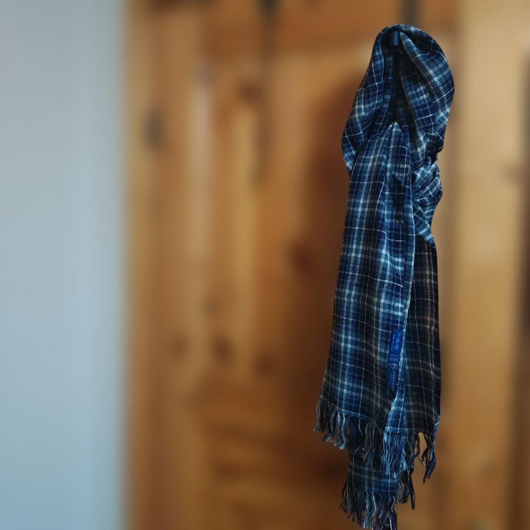 【美品】大判 FRANCO BASSI ITALY チェック柄 ウールストール