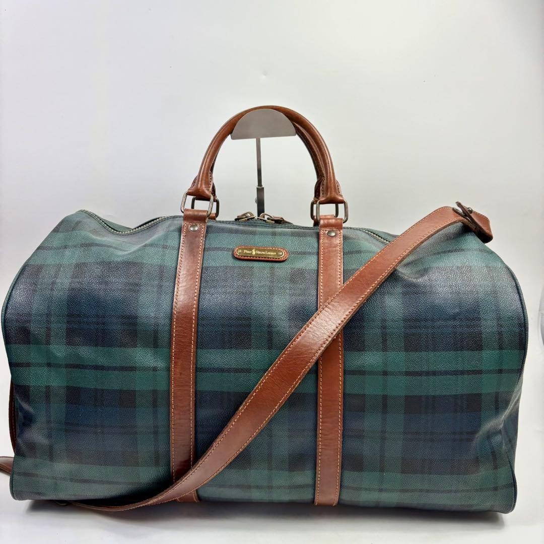 極美品✨ポロラルフローレン 2way ボストンバッグ 大容量 チェック柄 PVC