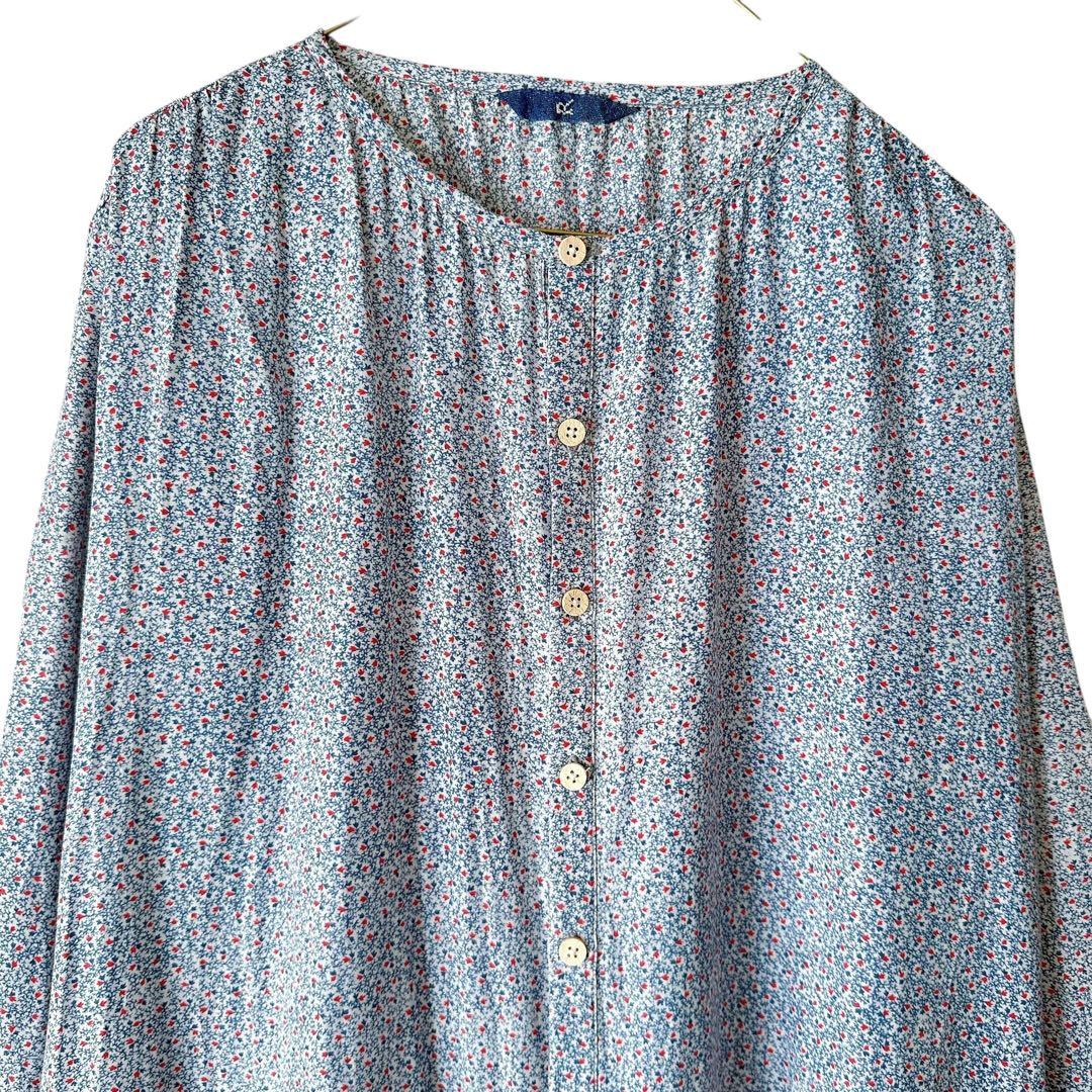 45R 45rpm コットンシルク ロング ギャザーワンピース 小花柄 前開き