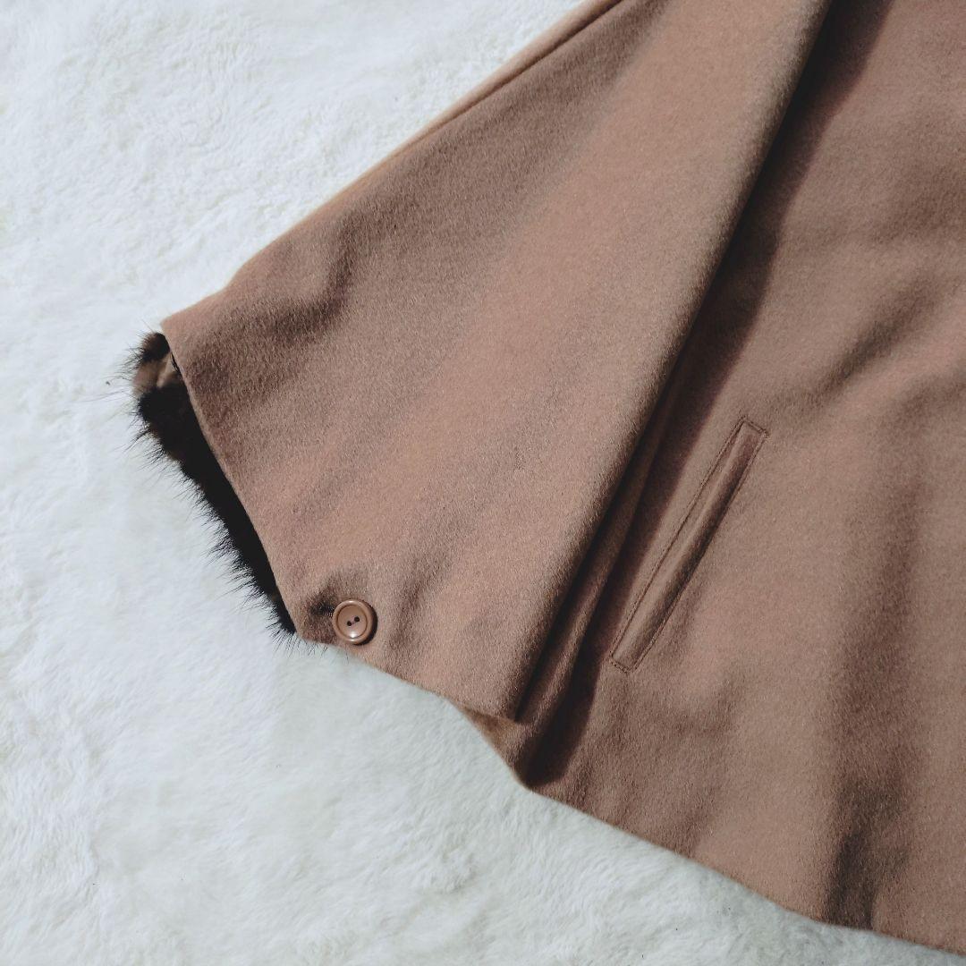 新品タグ付き ミンク カシミヤ ポンチョ キャメル レオパード
